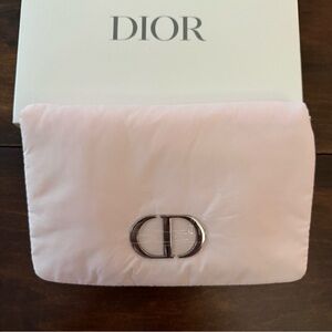 Dior Soft Pink Clutch with Silver Logo and Pearl strap NEW WITH BOX and D rings